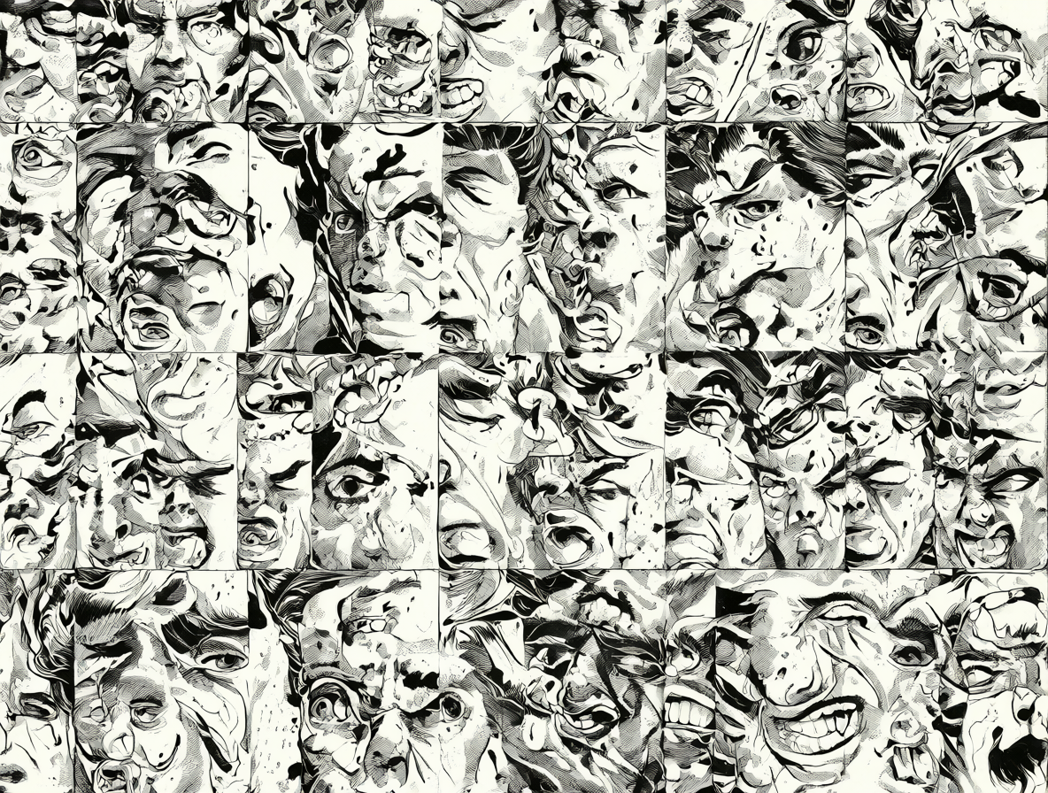 Retratos idénticos de personajes de cómic