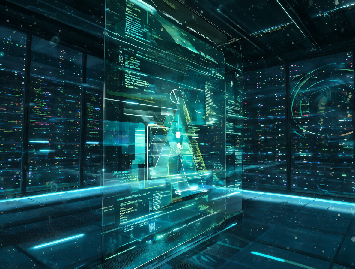 A digital illustration of a server environment with flowing data streams representing automated workflows.