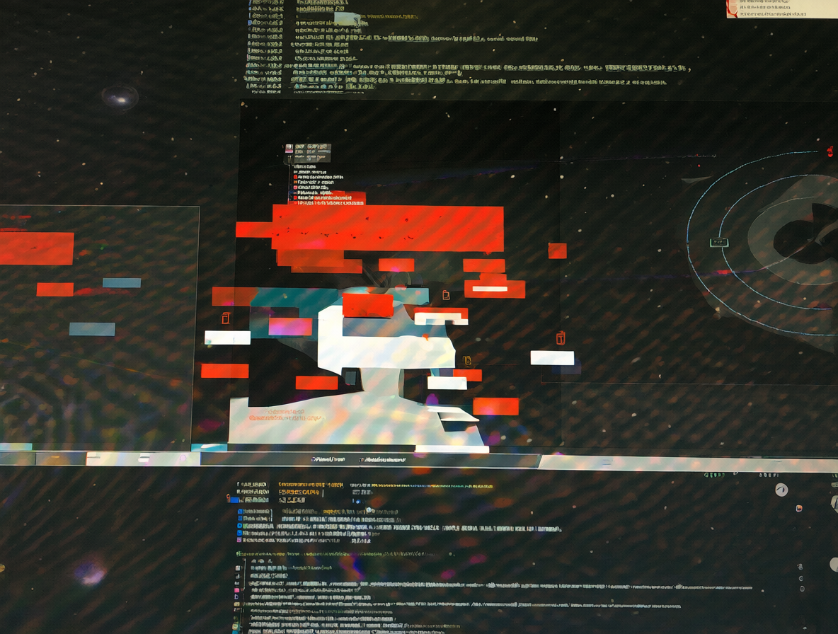 A close-up view of a monitor showing prominent red error indicators and text labels for debugging technical issues.