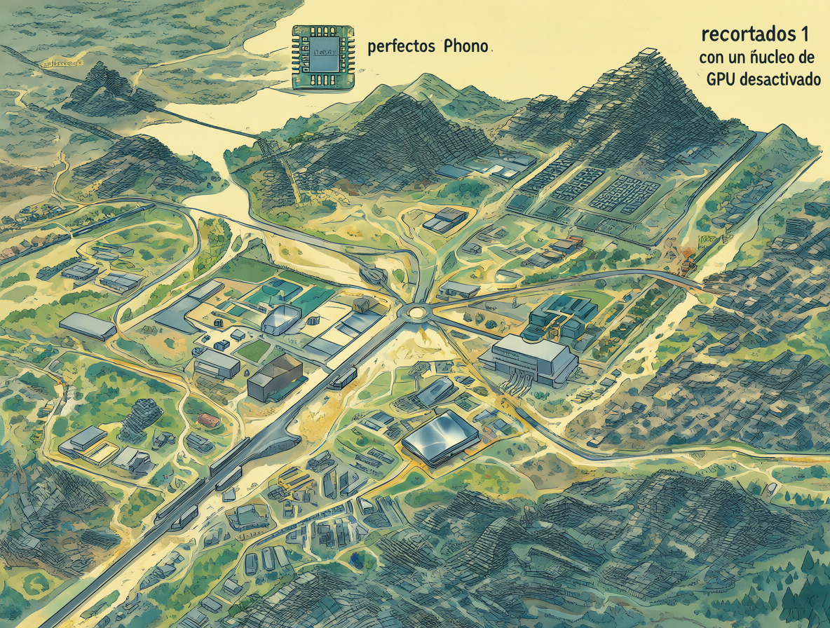 Ilustración de clasificación de chips en una fábrica de semiconductores