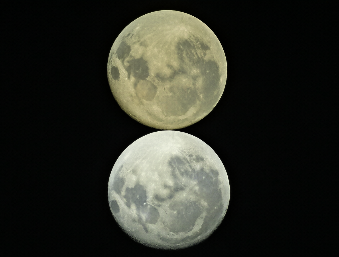 Vista detallada de la Luna mostrando su doble orientación hemisférica