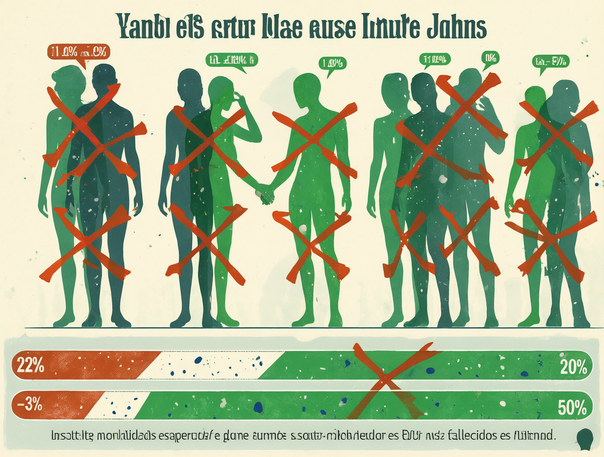 Infografía mostrando el caso Matute Johns con barras de probabilidad de muerte.