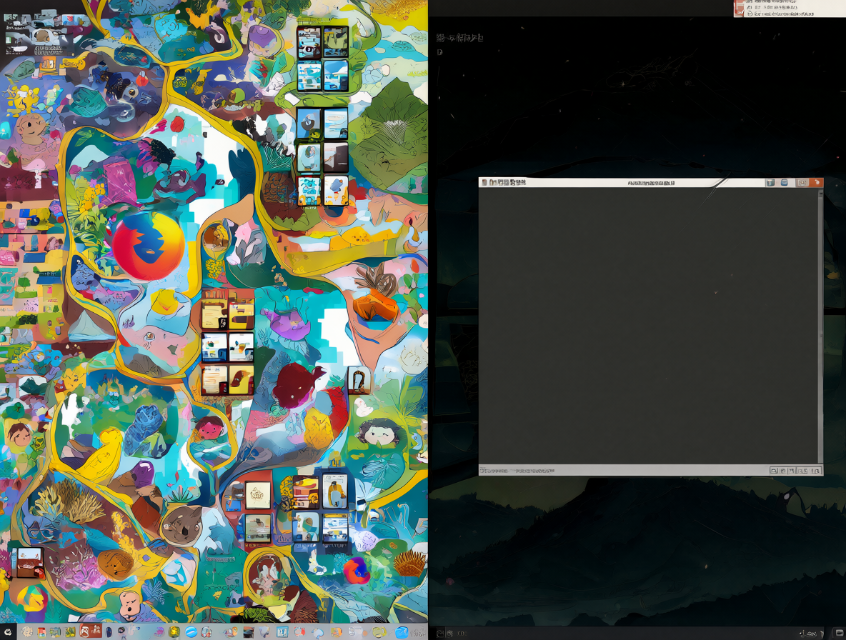 Ilustración digital mostrando dos entornos de escritorio: uno vibrante con aplicaciones nativas en Linux y otro oscuro con una ventana aislada representando software mítico sin port.