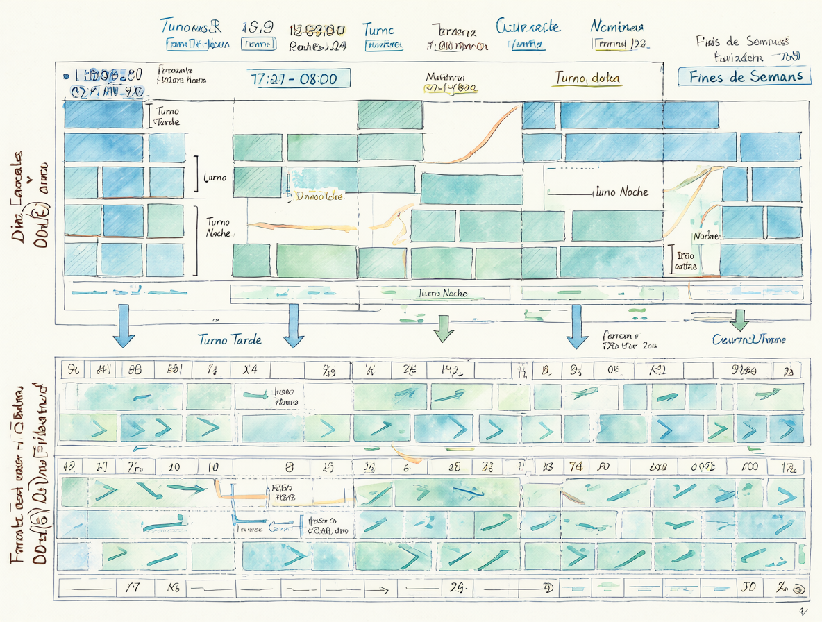 An infographic showing the breakdown of SAR Chile shift schedules for weekdays versus weekends.