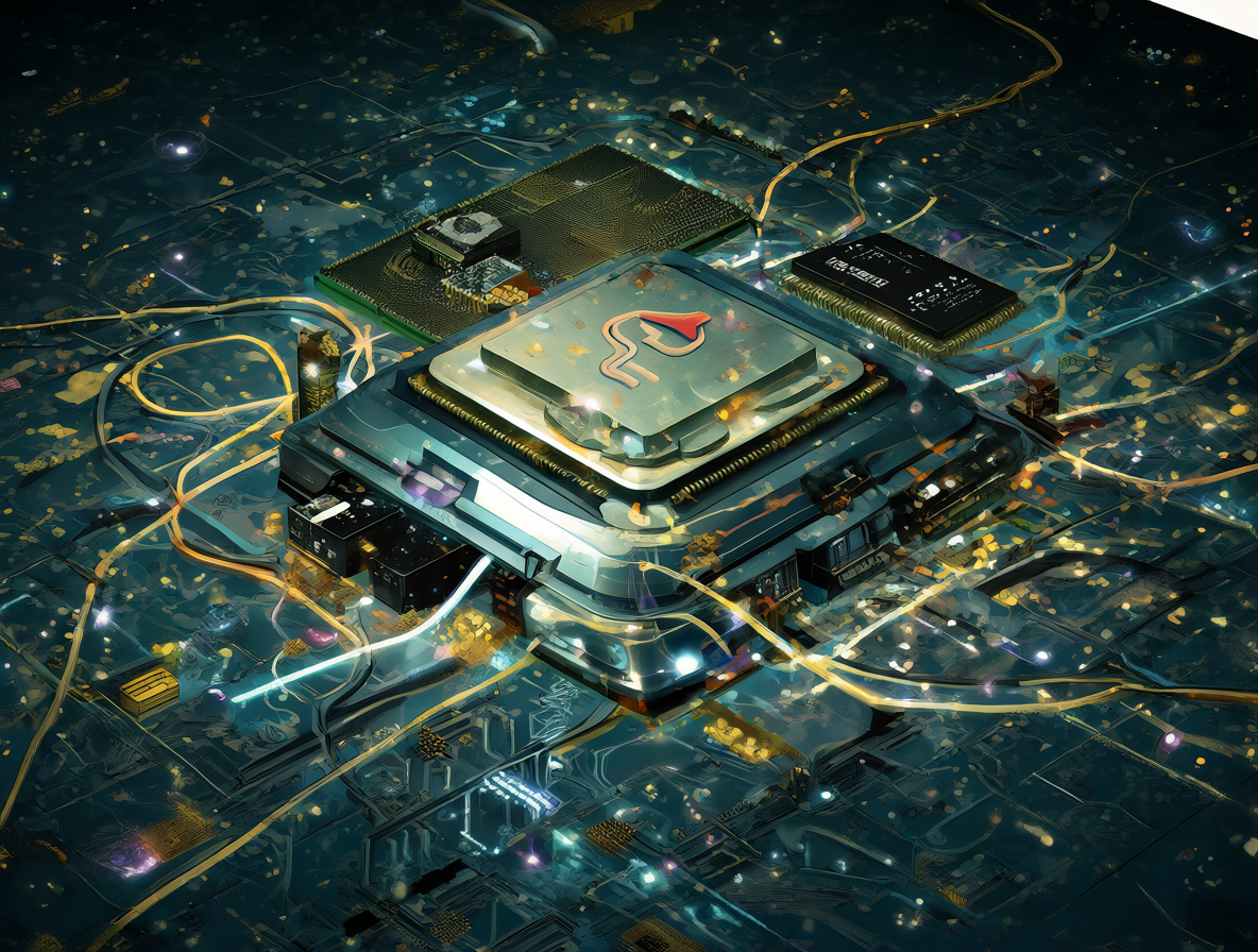 Representación de un ordenador híbrido usando CPU, GPU y NPUs.
