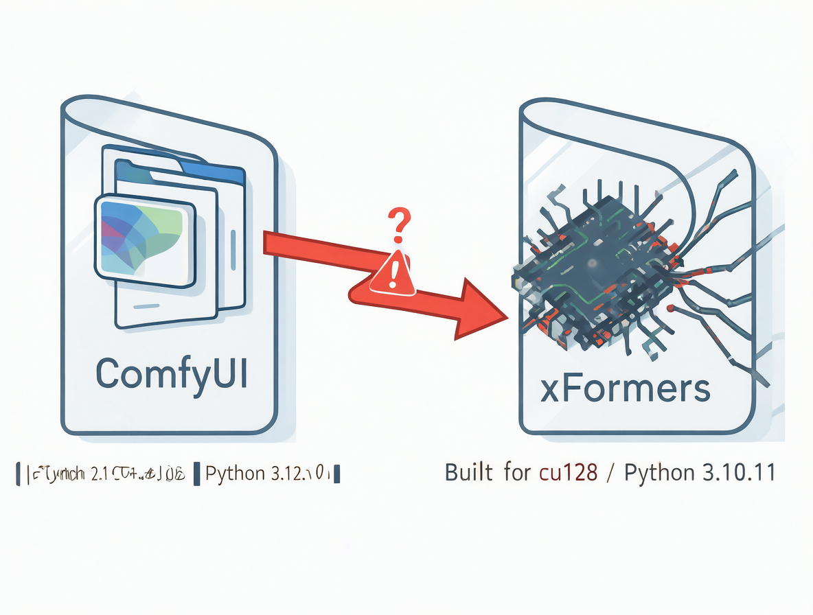 Technical diagram showing a version mismatch between software libraries, highlighting a CUDA version conflict.