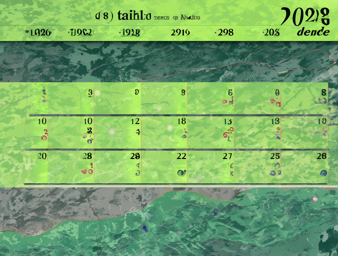Vista de un calendario digital mostrando el mes de marzo de 2028, donde los días laborables están marcados en verde y los fines de semana en gris.