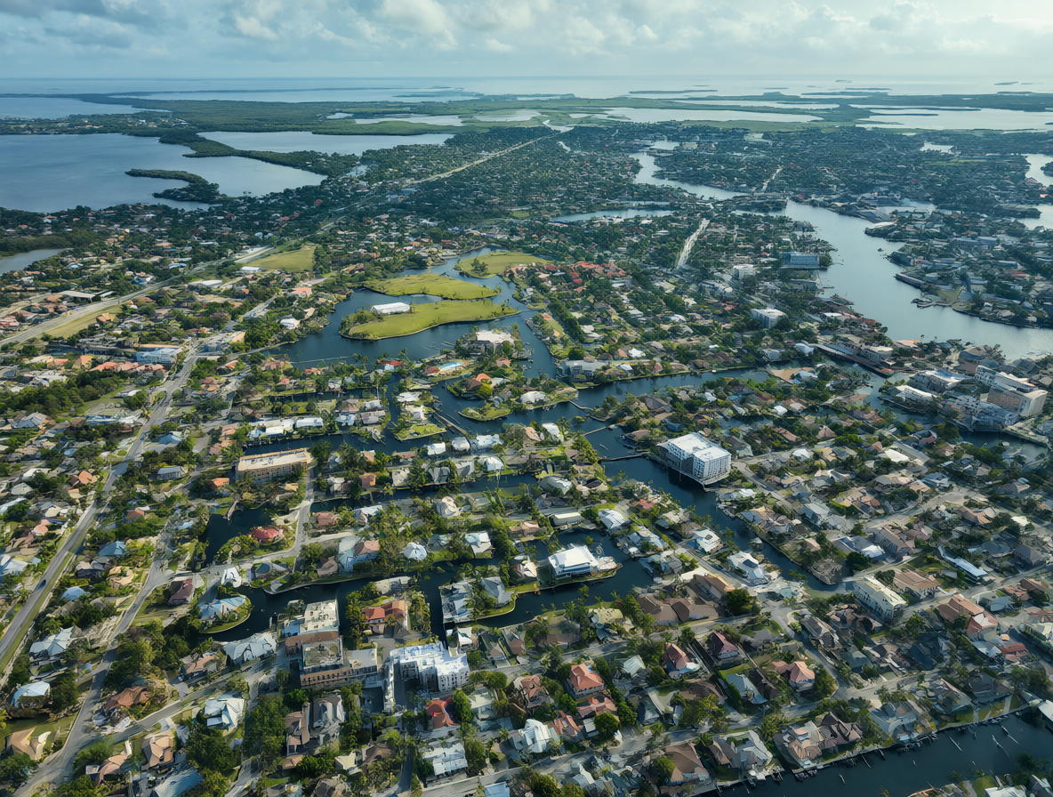 Fotografía de la ciudad de Cape Coral con sus numerosos canales