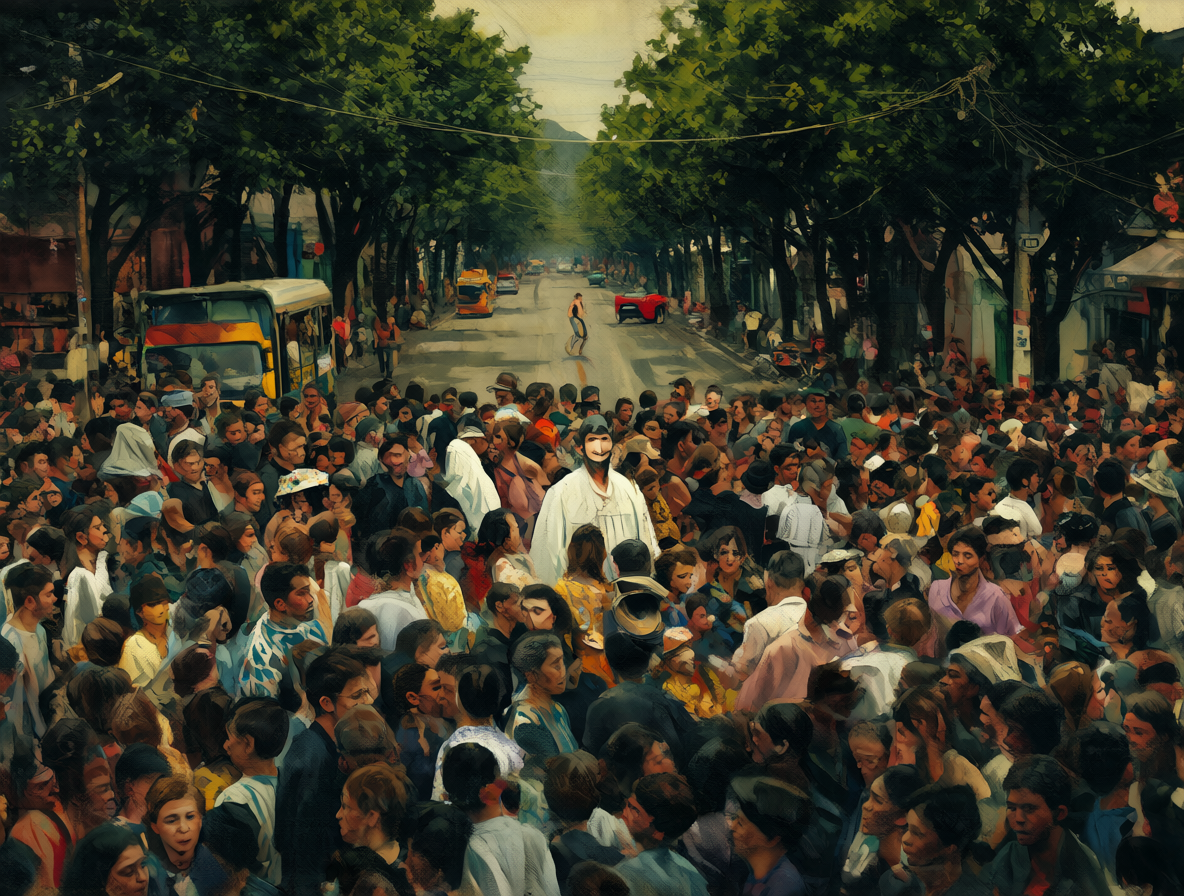 Persona sola en medio de una multitud, simbolizando el aislamiento social.