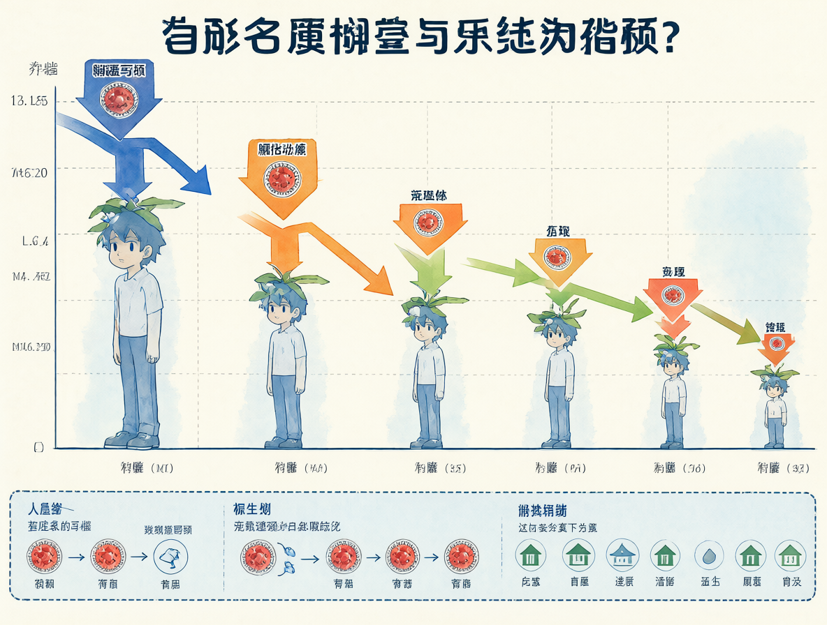 Gráfico del tamaño de las familias y casas disminuyendo con el tiempo