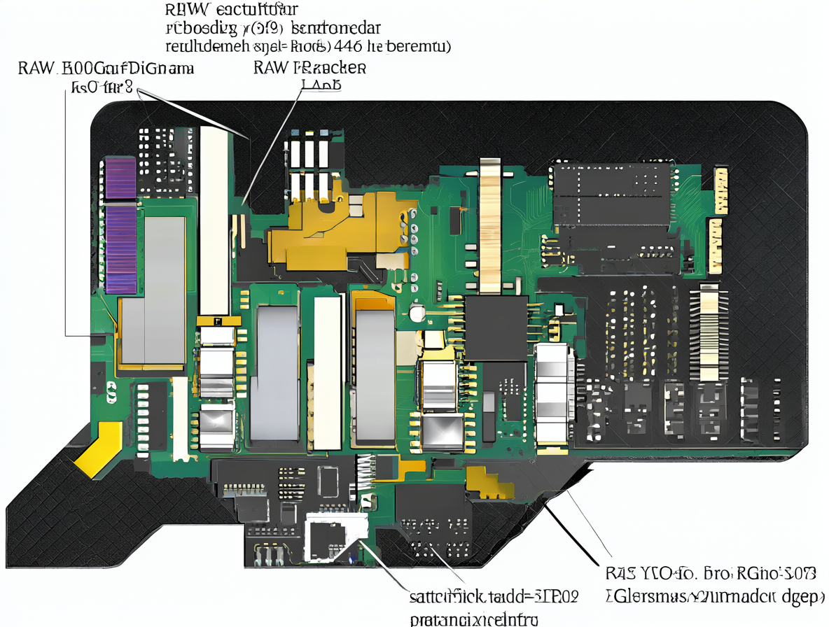 Diagrama de corte transversal de una tarjeta microSD mostrando sus capas de almacenamiento