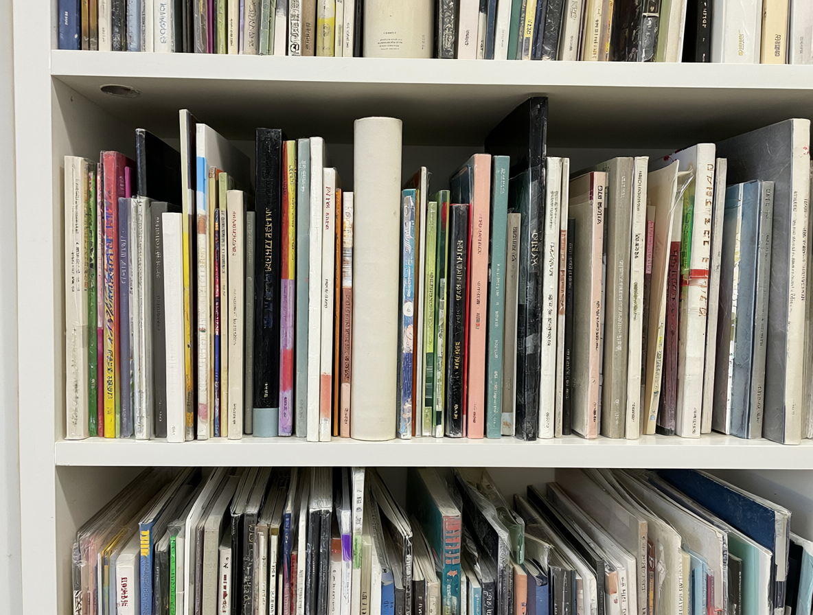 Estantería blanca llena de libros