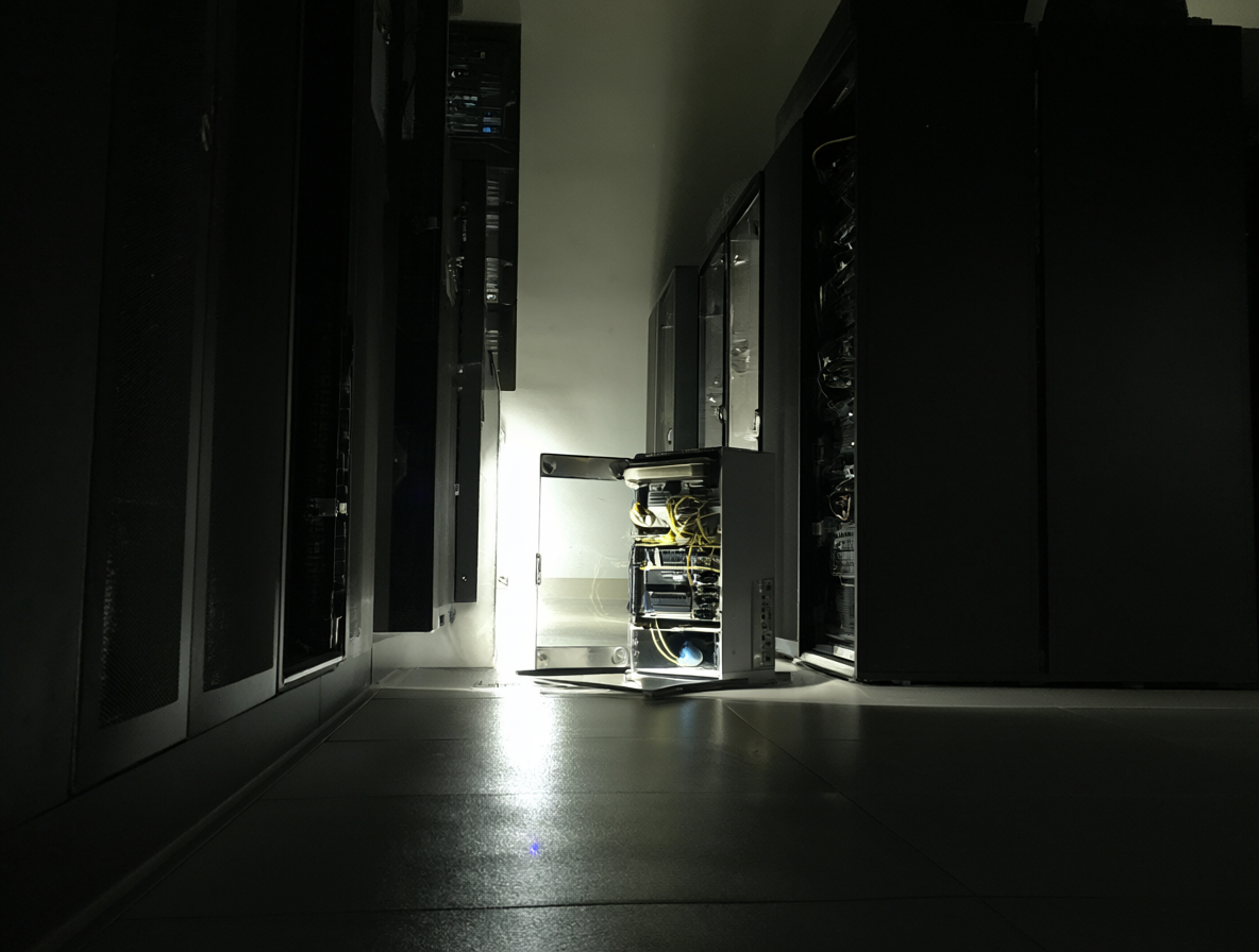 Servidor antiguo en un rincón de un datacenter.