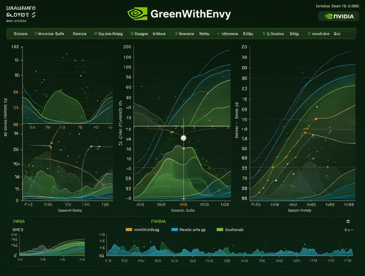 Captura de pantalla detallada del software GreenWithEnvy con las curvas de control visibles.