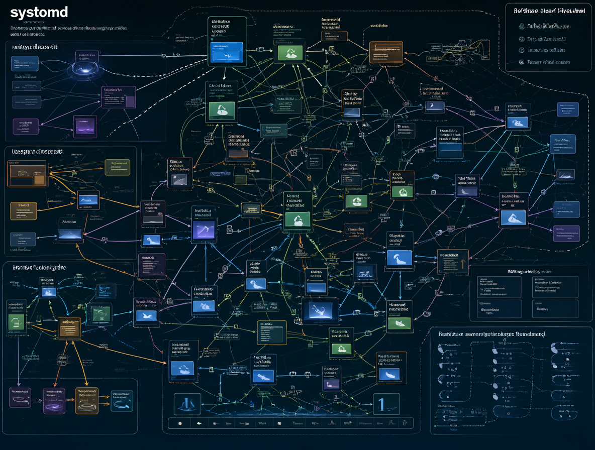 Diagram comparing systemd with other init systems showing complex dependencies.
