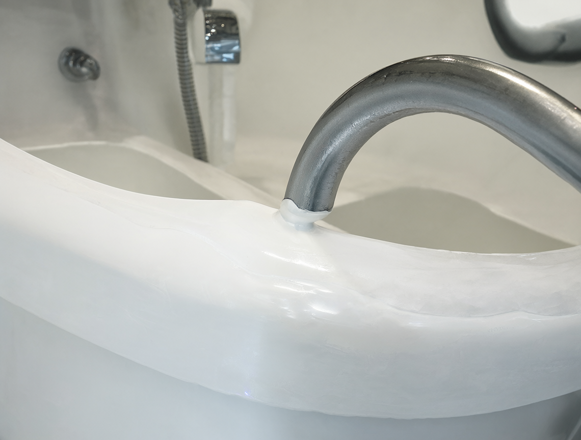 Detalle de una bañera siendo renovada para mejorar su presentación