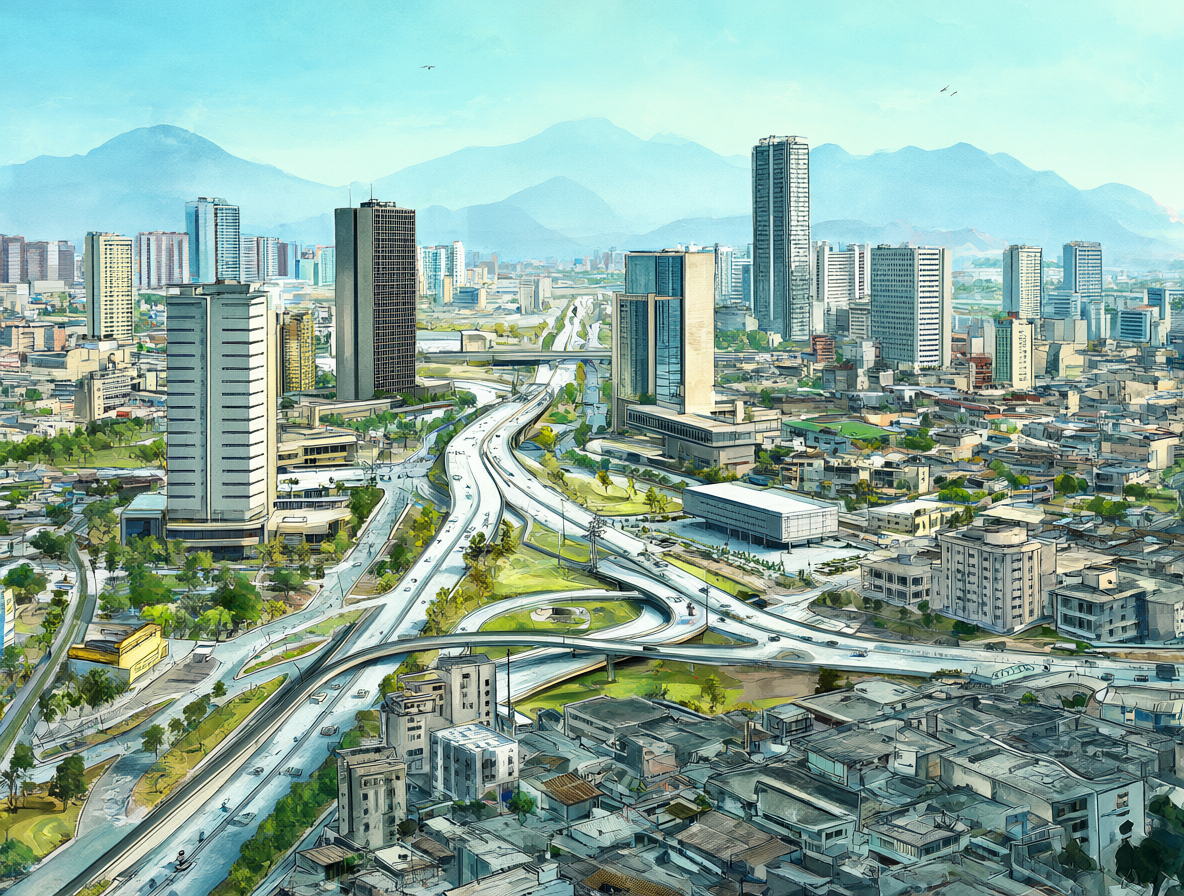 Vista de la Caracas moderna de los años 50 durante el gobierno de Marcos Pérez Jiménez.