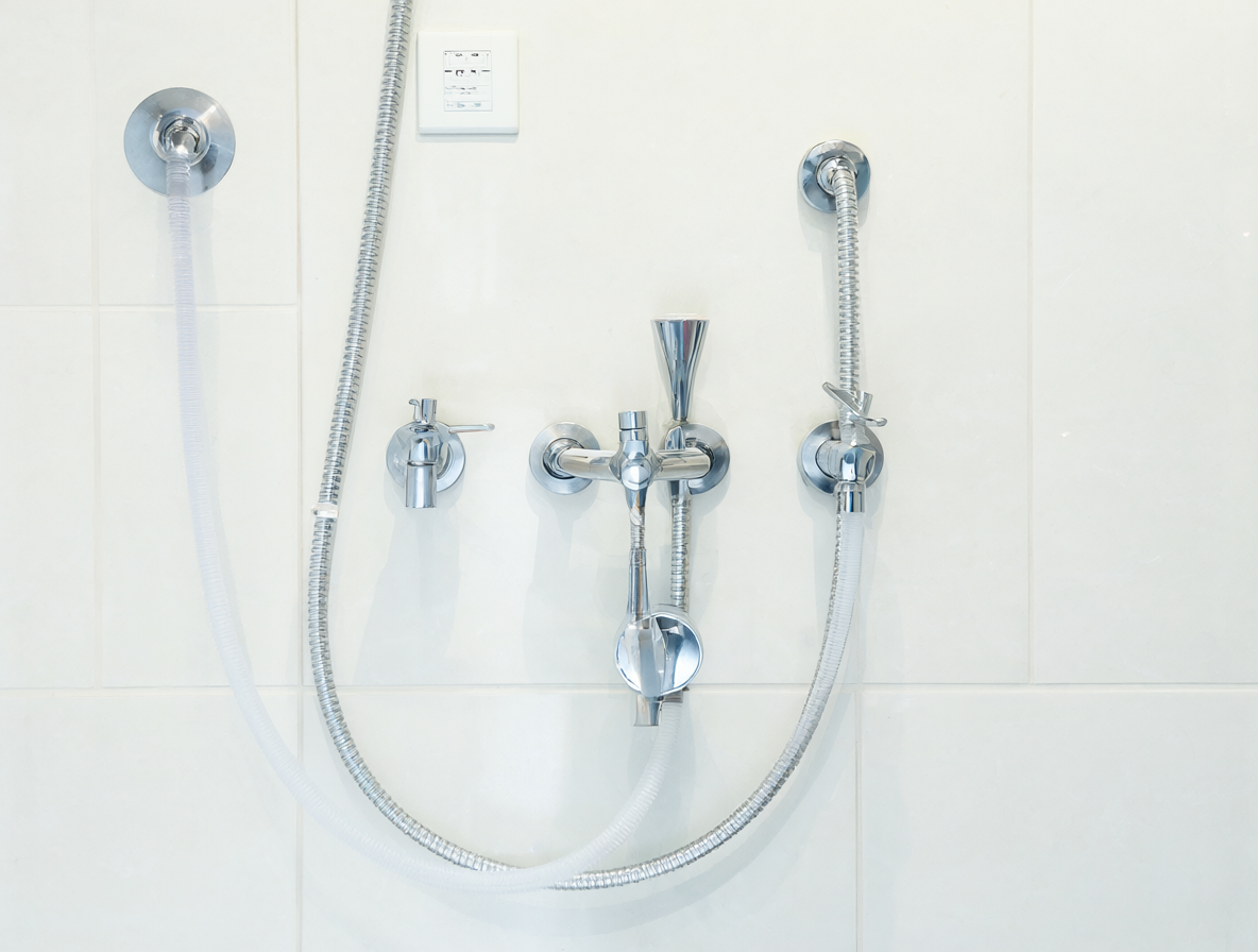 A visual guide on how to balance hot and cold water inputs for stable shower temperatures.