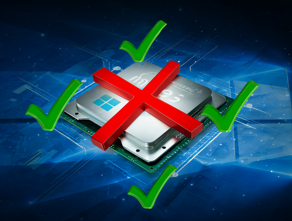 Procesador Intel Core i3-7100T marcado como no compatible junto a modelos más recientes.