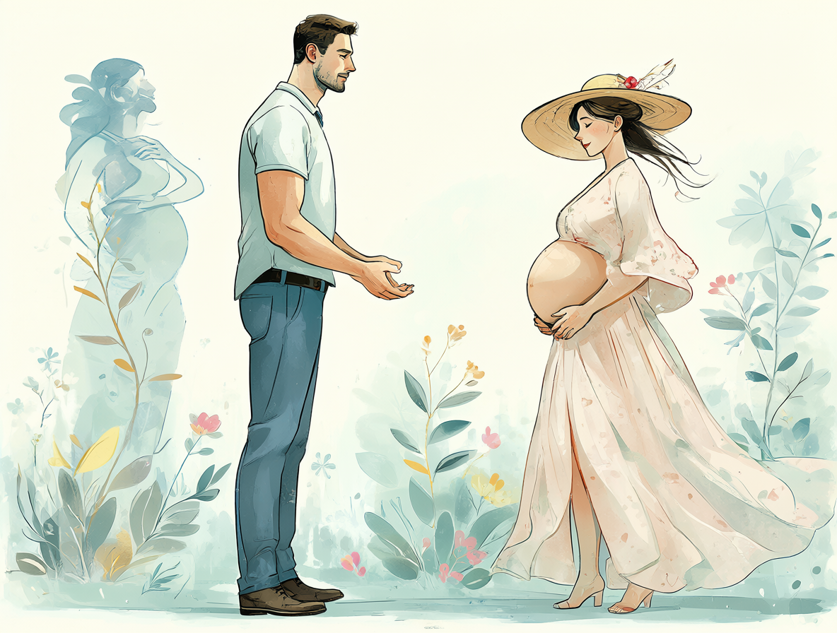 Ilustración comparativa de la altura entre un hombre y una mujer