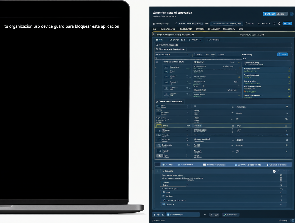 Comparativa visual entre un error de bloqueo en Windows 11 y el menú de configuración de hardware.