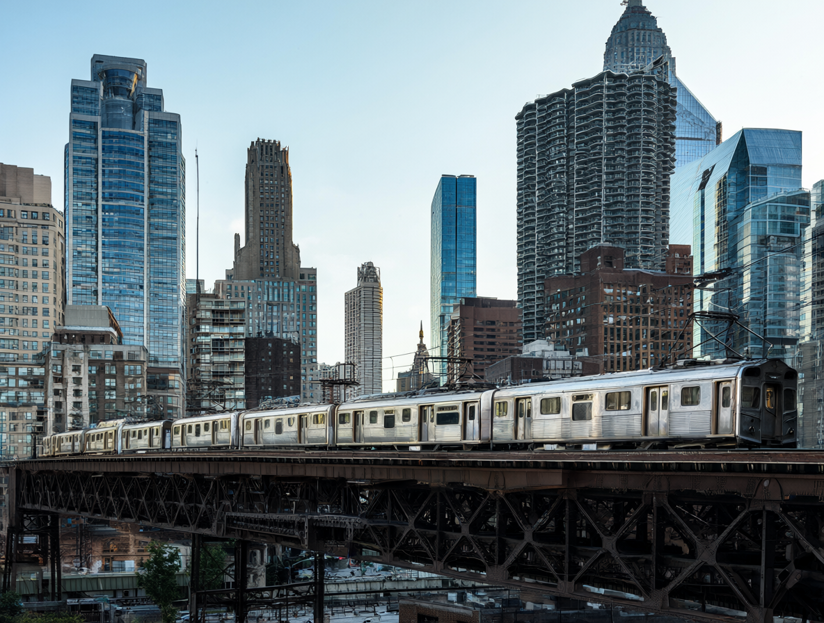 Tren elevado metálico sobre calles de Chicago
