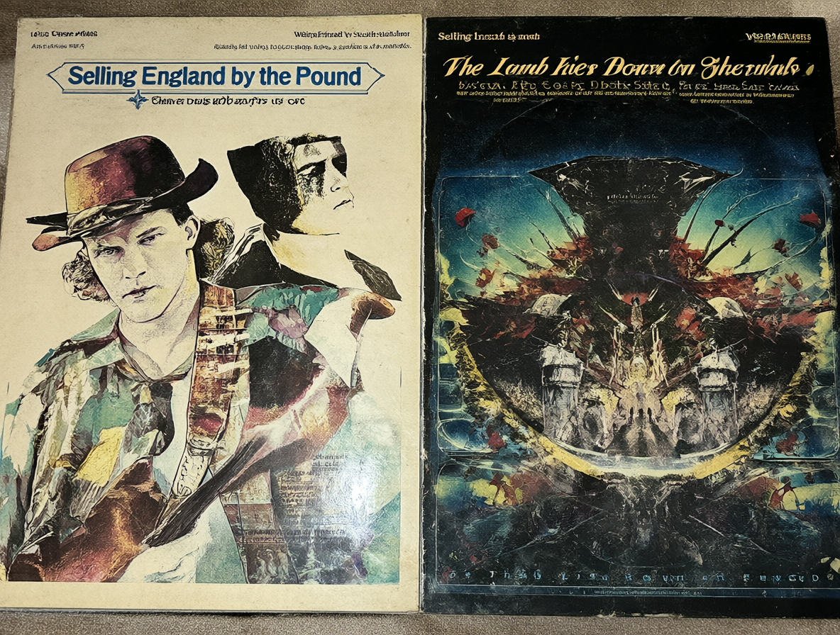 Portadas de vinilo de dos álbumes de Genesis colocados lado a lado