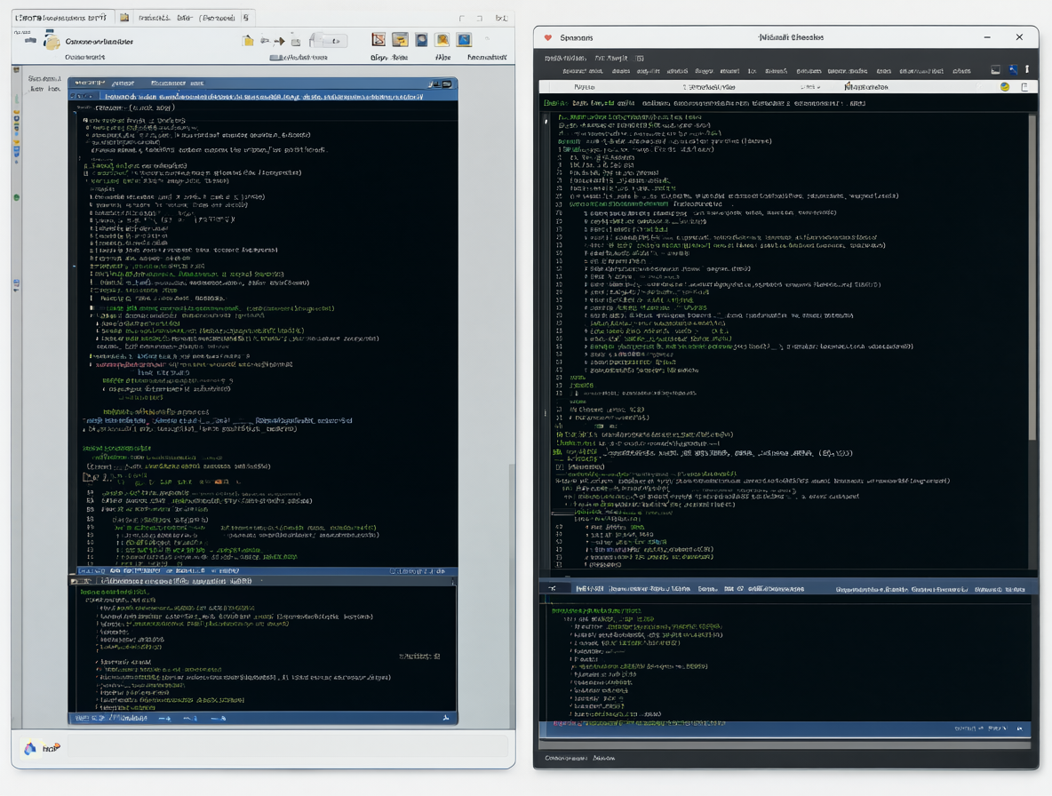 Two terminal windows side-by-side showing simultaneous execution of Python and pip commands in separate environments.