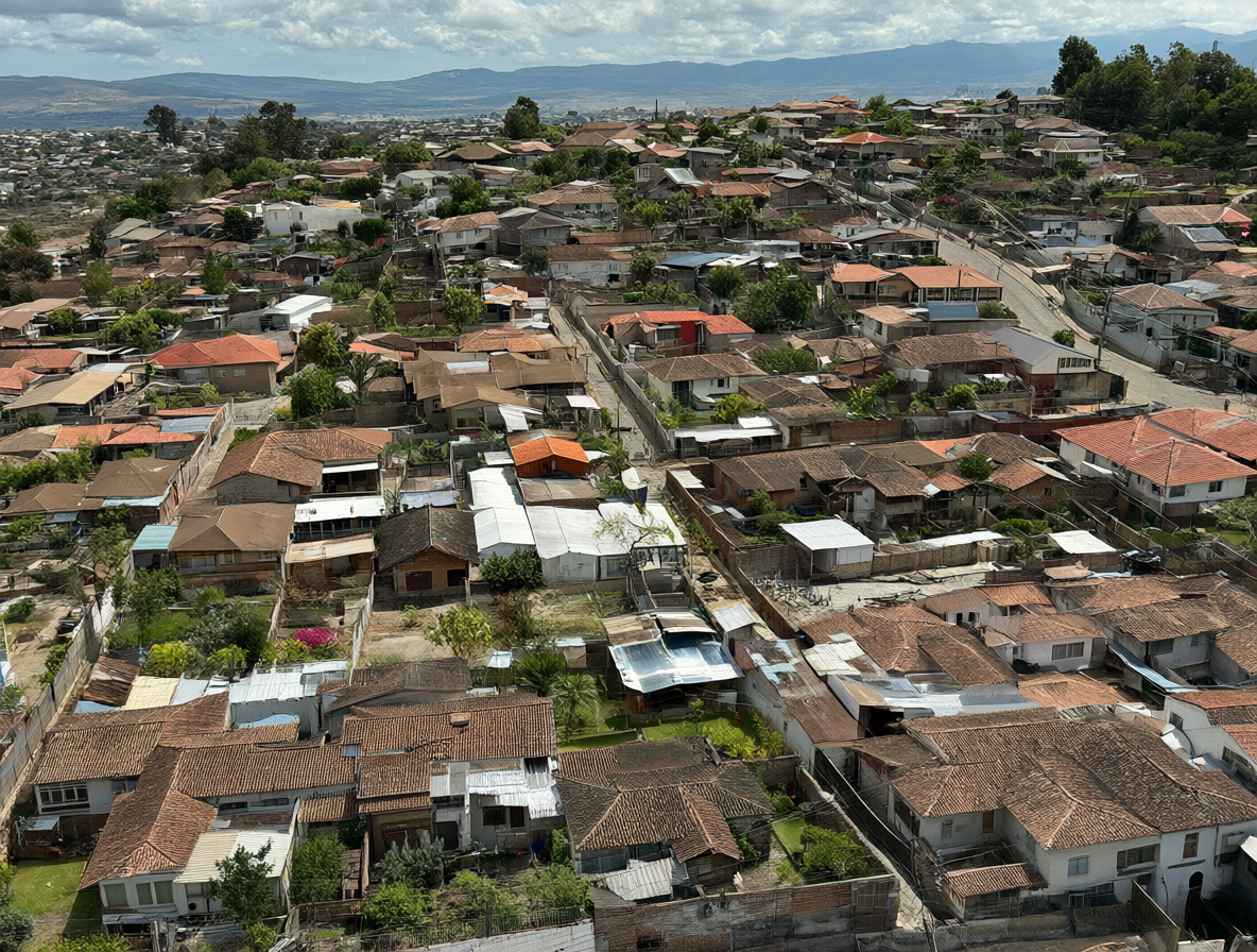 Imagen dividida mostrando una casa moderna con basement en EE.UU. frente a una vivienda chilena con patio y bodega exterior.