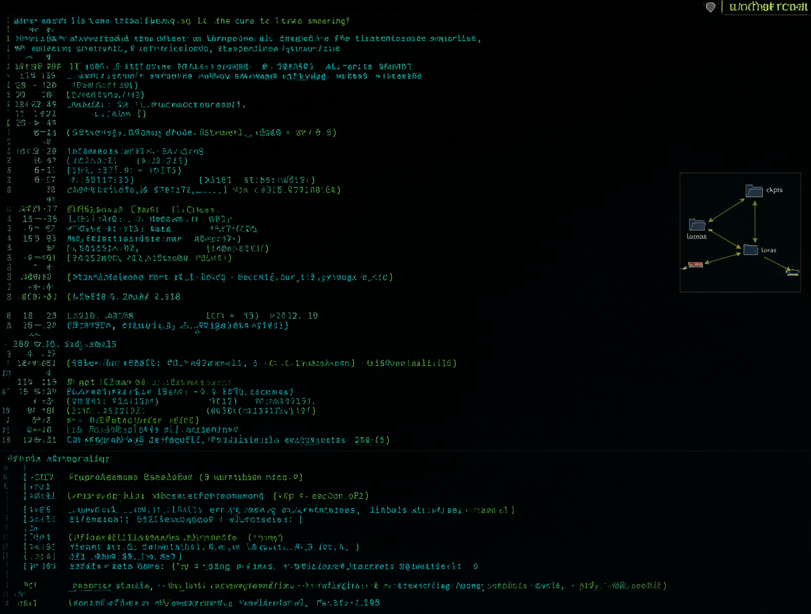 Vista de terminal mostrando commits informales y diagrama de archivos de IA