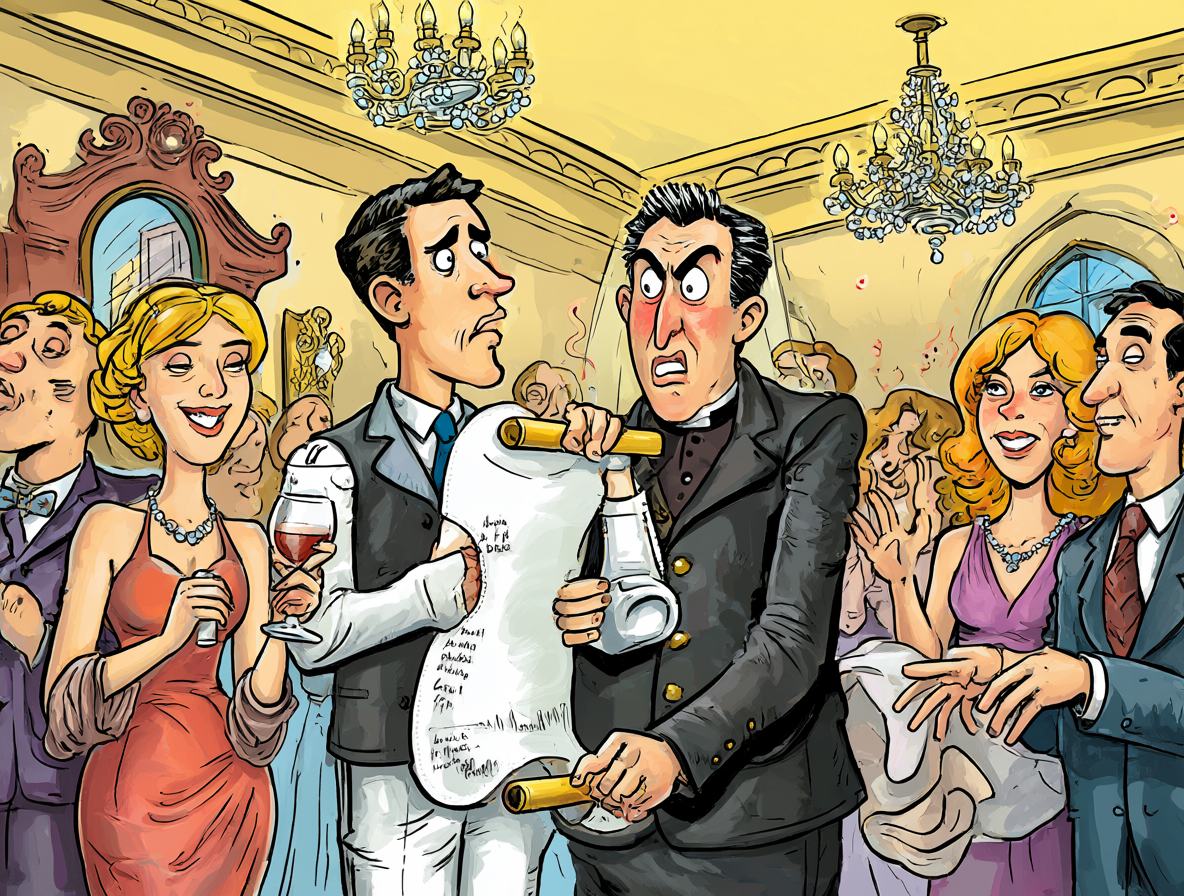 Sacerdote enumerando horrores en una boda clásica