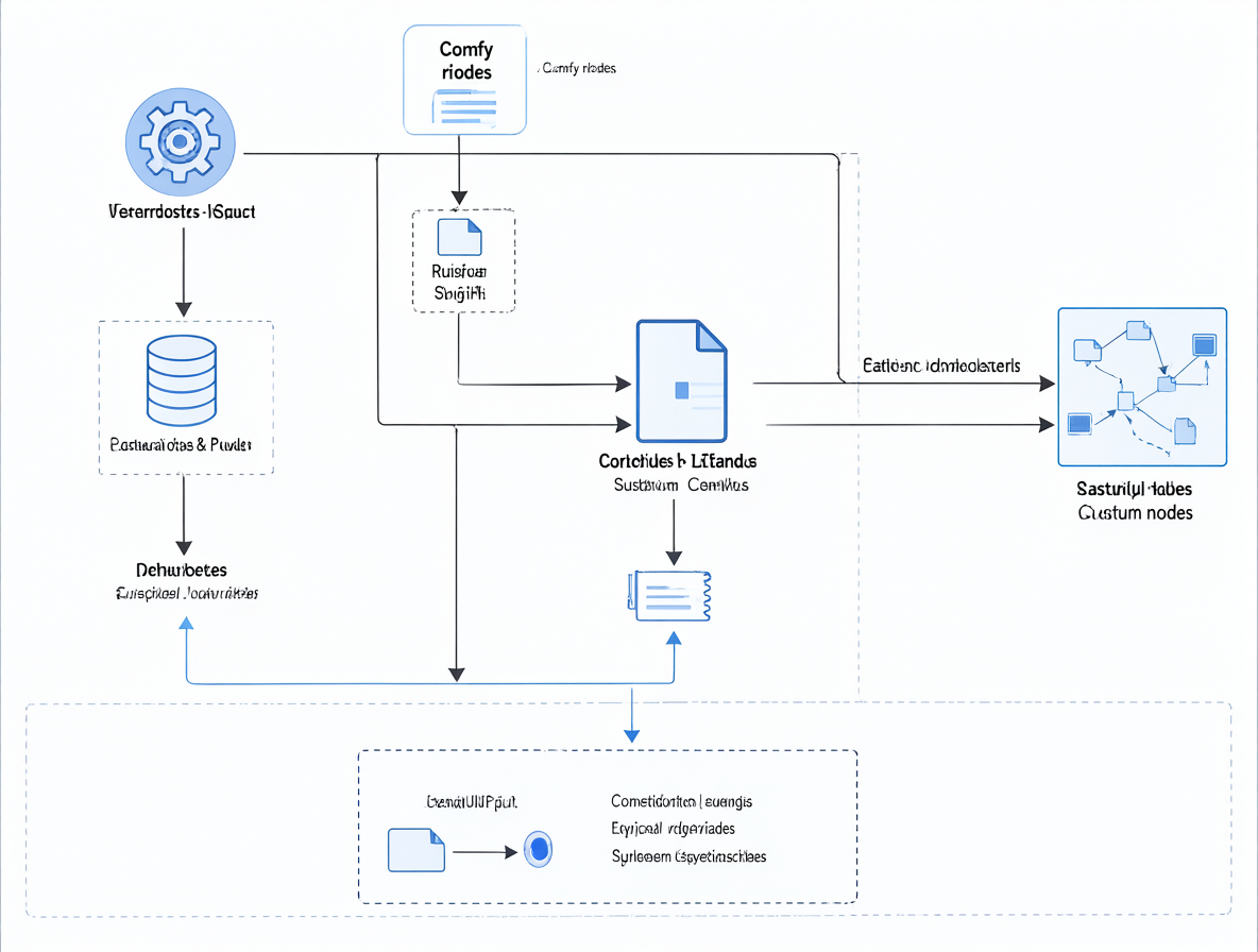 Diagrama técnico mostrando la estructura de directorios de pip, uv y ComfyUI.
