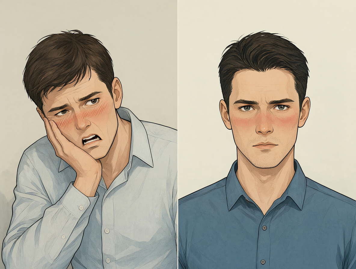 Ilustración dividida mostrando estereotipos de género tradicionales versus una comprensión moderna de los roles masculinos.