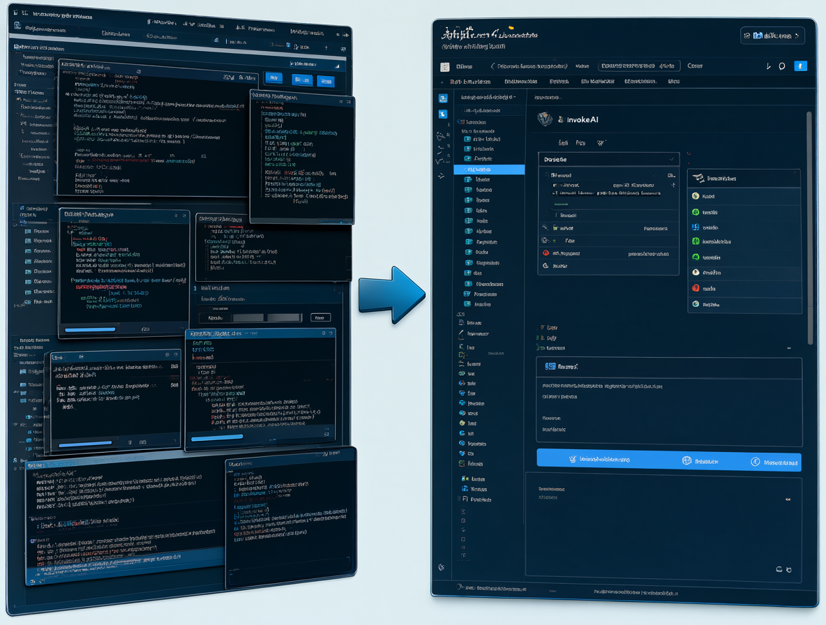 Diagrama mostrando las etapas de configuración e instalación de InvokeAI.