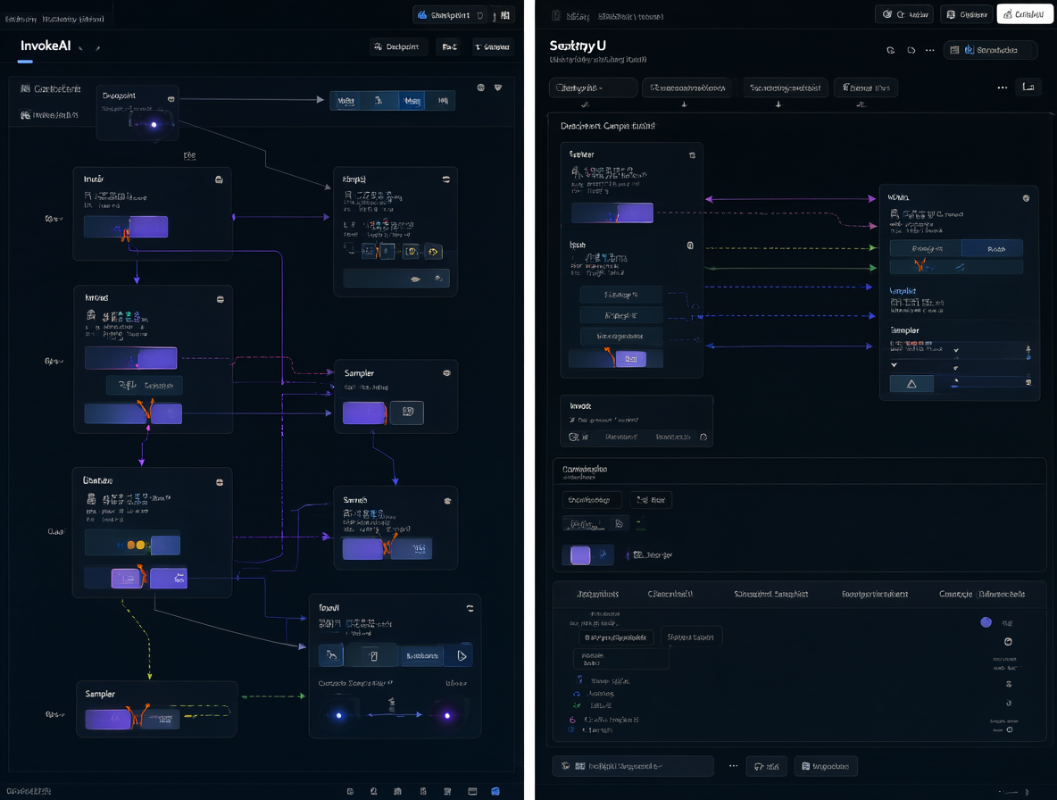 Imagen comparativa de las interfaces de trabajo de dos herramientas de IA.