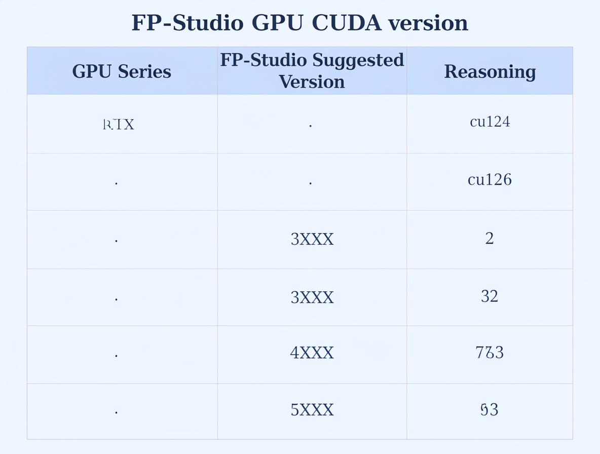 Imagen mostrando una tabla técnica con las series de GPUs RTX y sus versiones sugeridas de PyTorch.