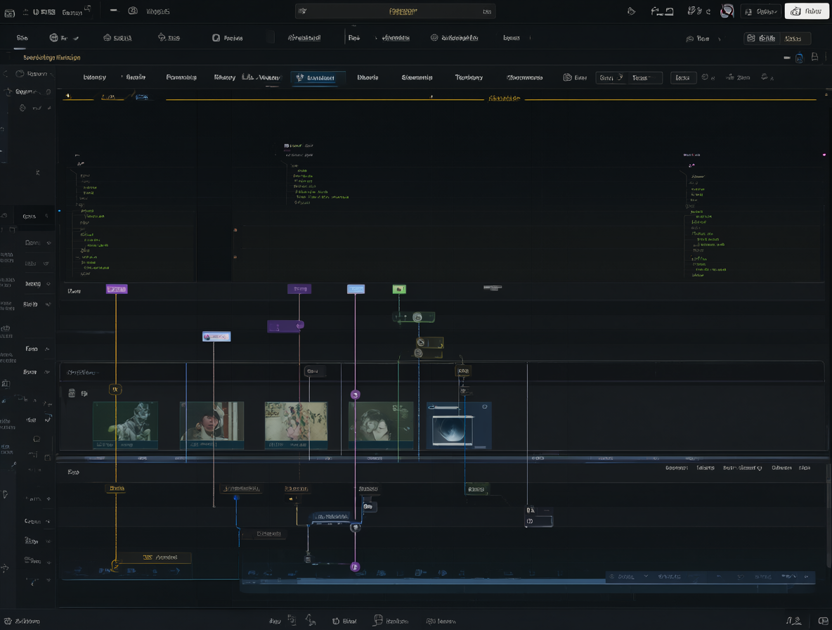 Interfaz de usuario de un editor de video mostrando pistas y controles de audio.