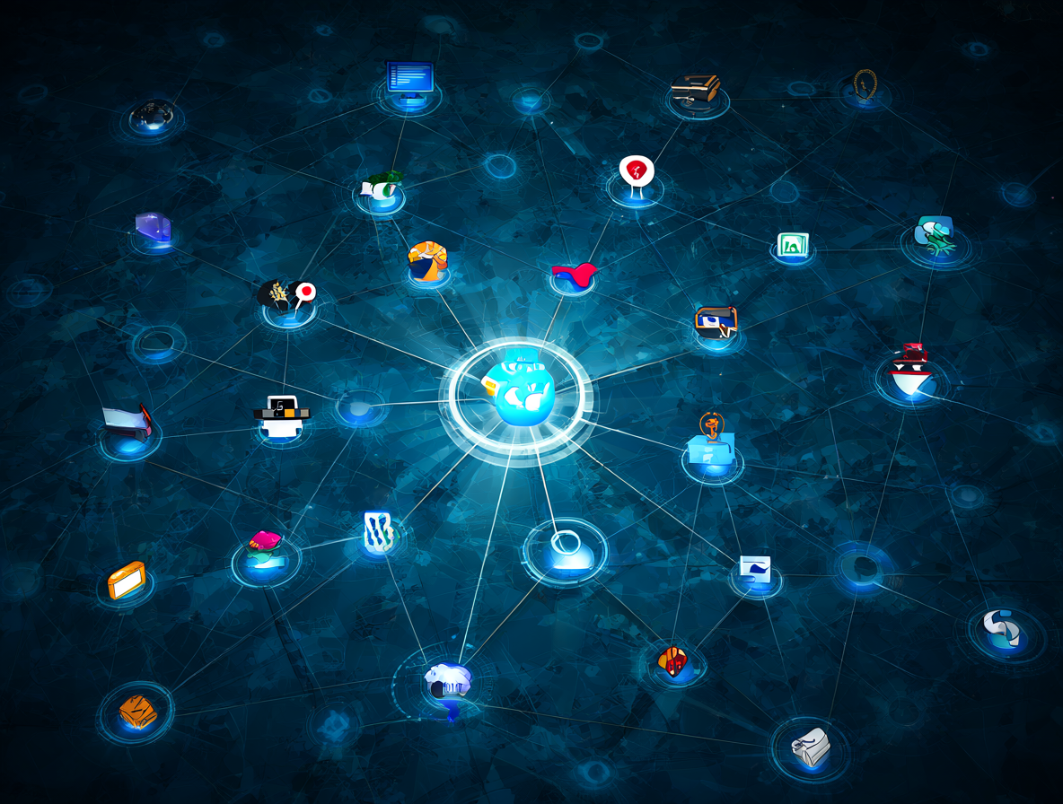 Diagram showing ComfyUI connecting to various software tools like Krita and video generators.