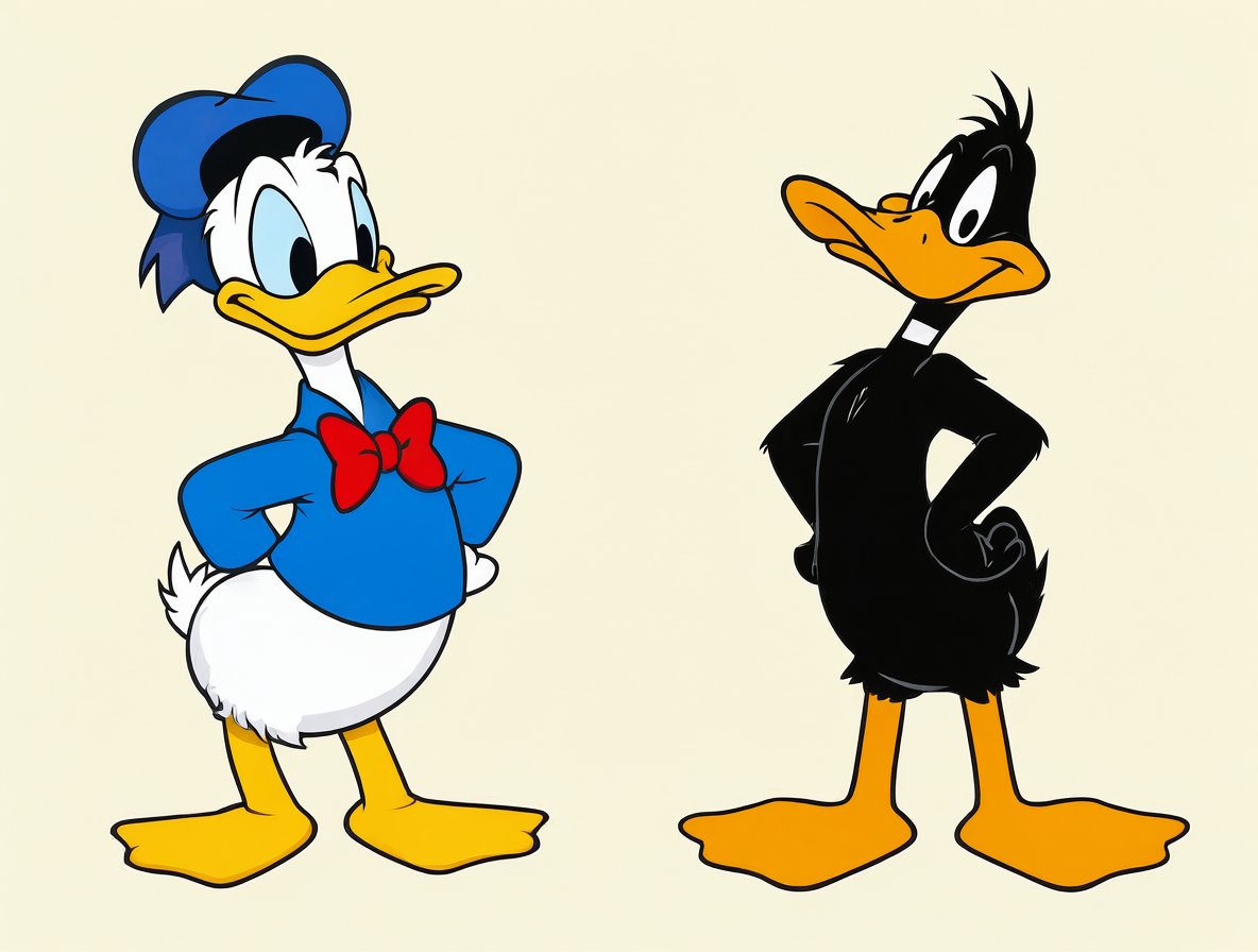 Donald Duck y Daffy Duck juntos en una ilustración