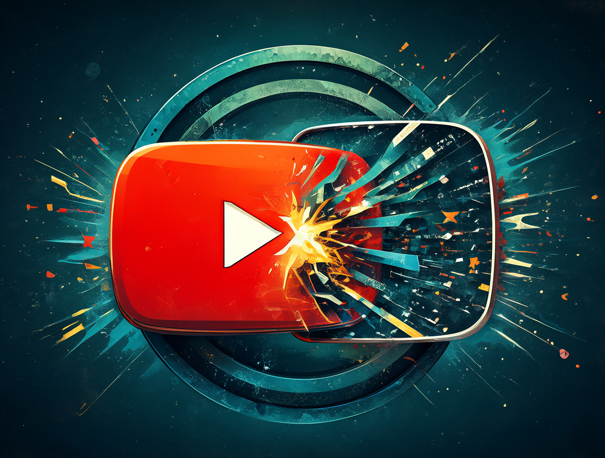 Logotipo antiguo de YouTube transformándose en versión moderna