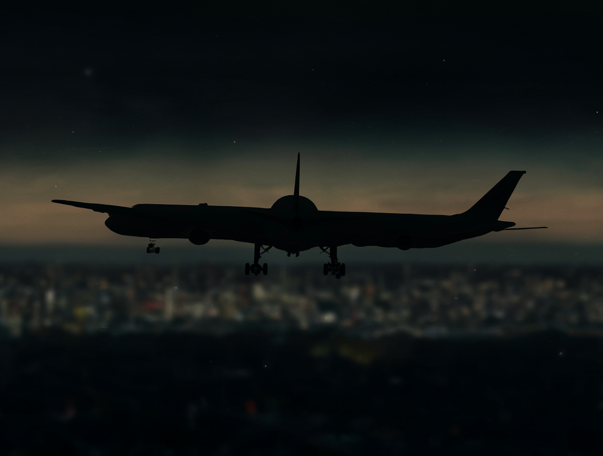 Dark silhouette of a pilot against a blurred cityscape, symbolizing the hidden history of the 1973 pilots.