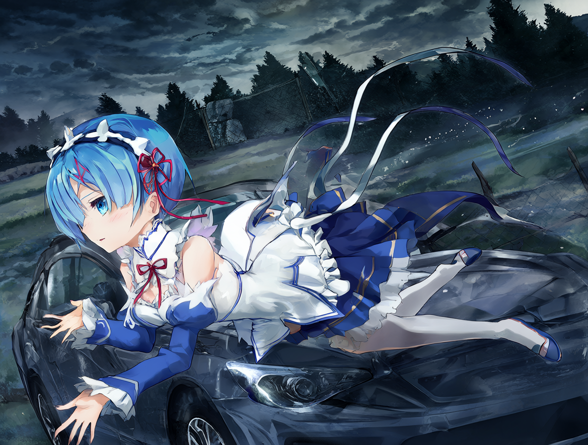 Subaru y Rem en una ilustración de Re:Zero