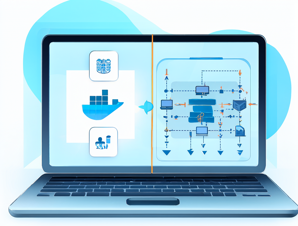 Pantalla dividida mostrando los pros y contras de Docker junto a su arquitectura WSL2 compartida.