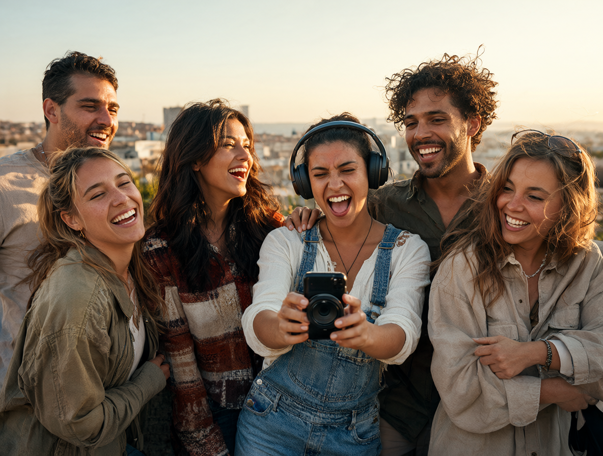 Grupo de personas disfrutando de música en una reunión social.