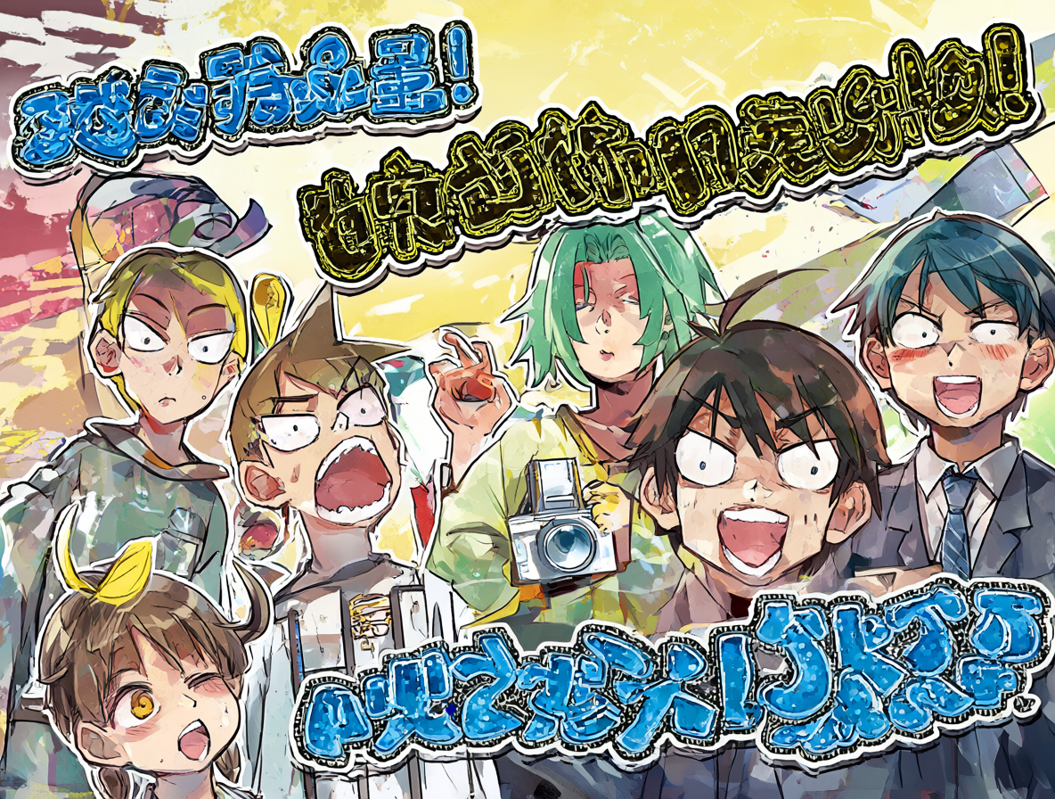 Collage con personajes de anime y sus títulos oficiales flotando sobre ellos