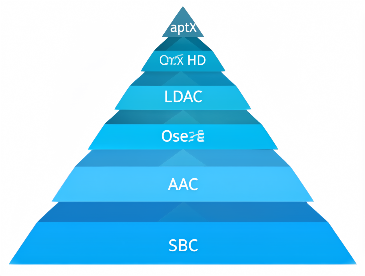 Diagrama de los principales códecs Bluetooth ordenados por calidad.
