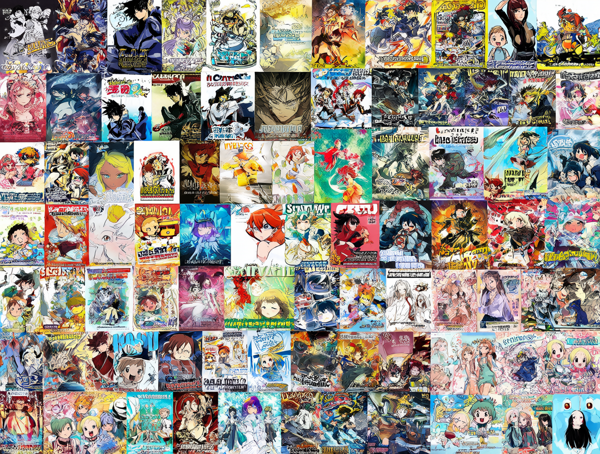 Collage of anime characters and posters