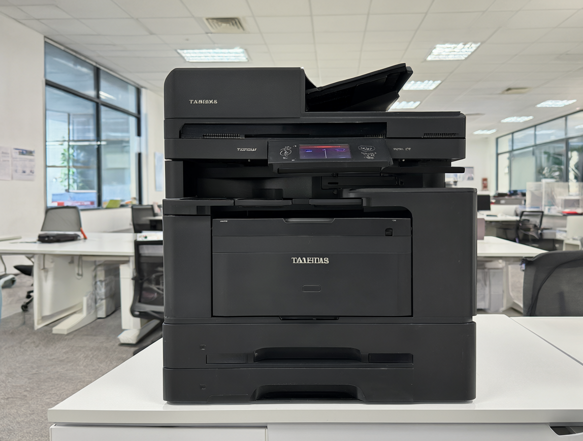 Impresora multifuncional Toshiba e-STUDIO477S en un entorno de oficina iluminado