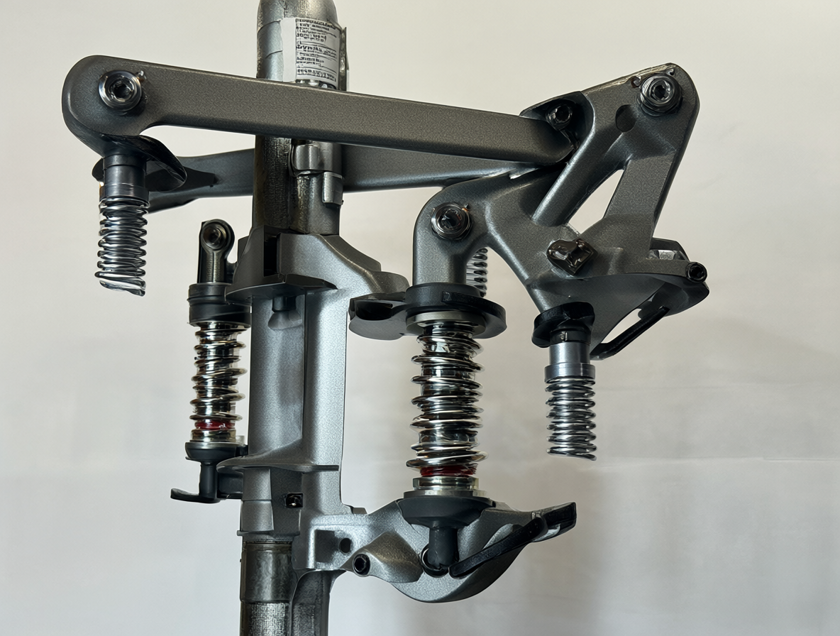 Soporte doble articulado con resorte de gas para monitores
