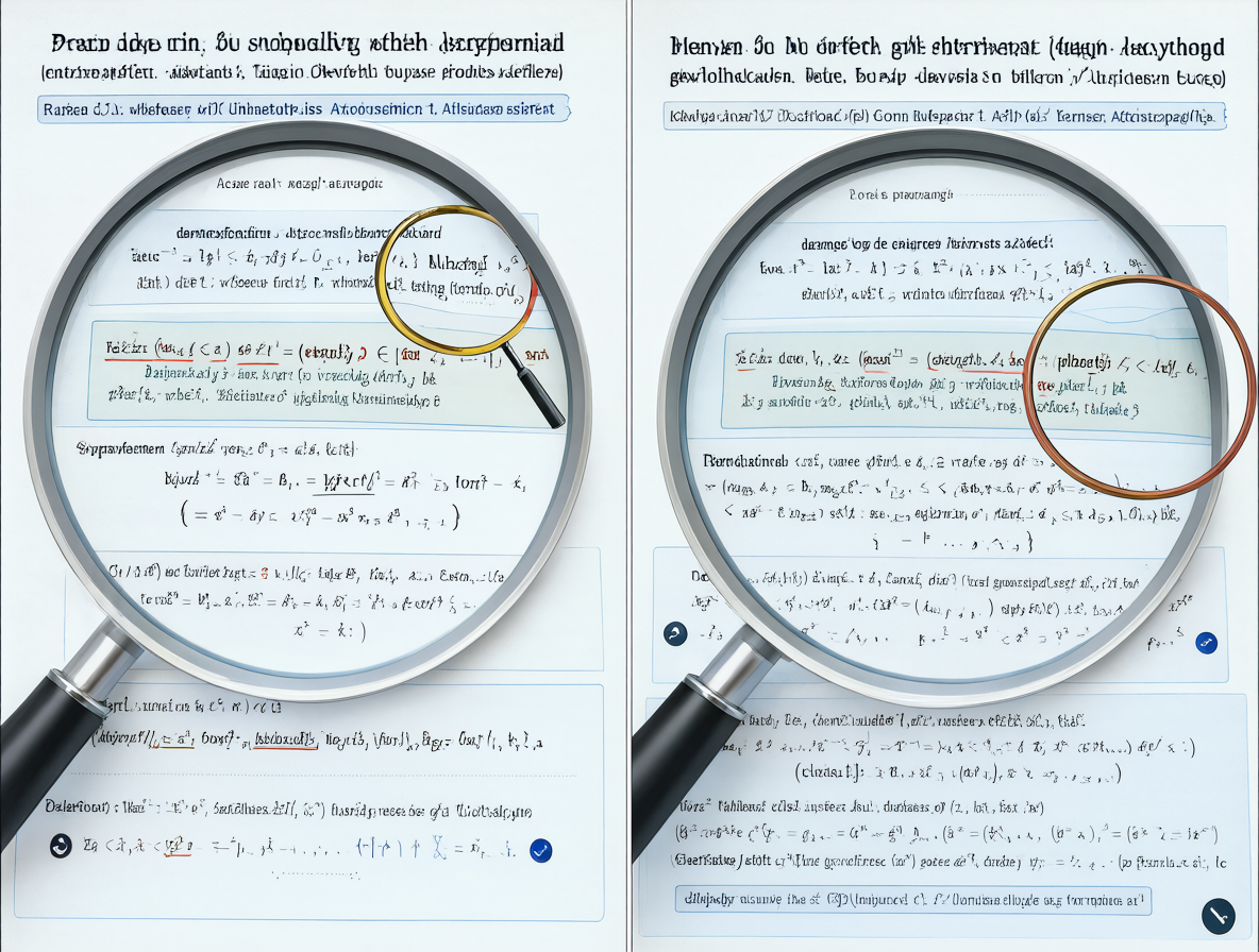 Una vista dividida mostrando dos sitios web lado a lado, con una lupa resaltando las diferencias sutiles en el nombre del dominio.